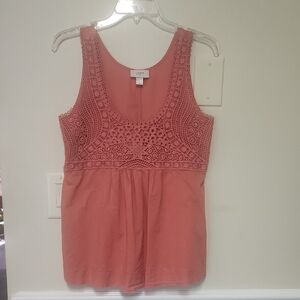 LOFT Pink Embellished Sleeveless Tank Top